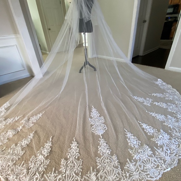 Elegant White Lace Bridal Veil main image 5